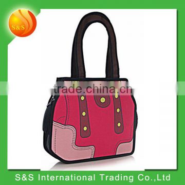 fashionable 3d comic lady hand bag tote bag