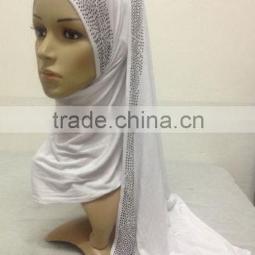 JL009 cotton elastic jersey muslim long scarf
