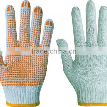 Pvc dotted cotton safety knitted work gloves