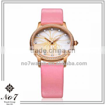 Rose Design 3ATM Genuine Leather Sapphire Lady Korean Watch