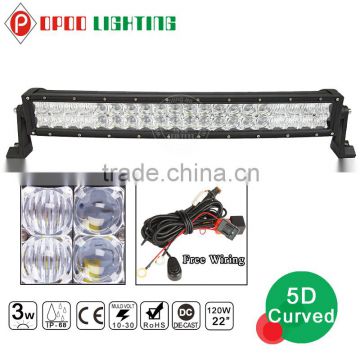 Waterproof 5D reflectors offroad 20inch curved light led bar