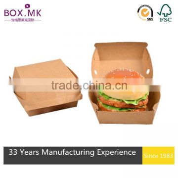 Classical Most Popular Customized Mordern Design Square Kraft Paper Hamburger Box