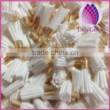 wholesale white imitation leather mini Tassel with gold caps for Jewelry Use