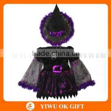 Hot Sale Halloween Purple Witch Costume with Witch Hat