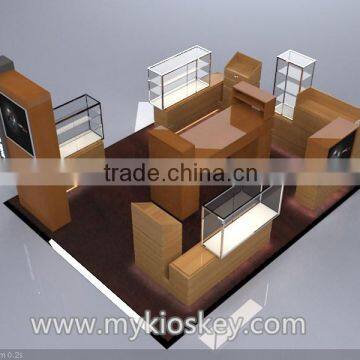 Wood color cell phone kiosk | phone accessories kiosk | accessories kiosk design for sale