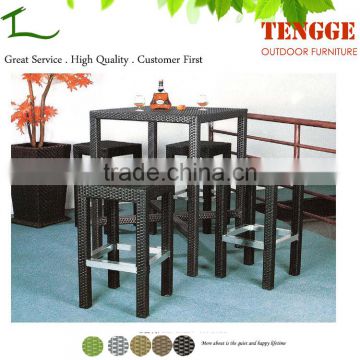 YH-8196 outdoor furniture rattan bar table and chairs for bistro