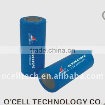 2300mAh LiFepo4 26650 3.2V high drain battery with UL/UN/IEC62133 approved
