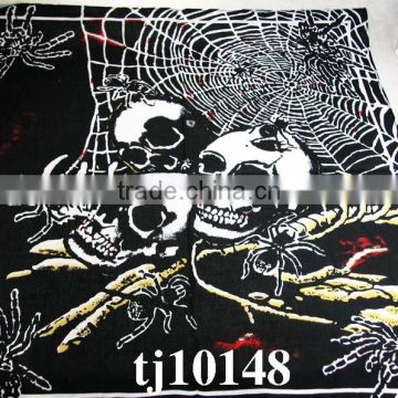 China factory manufacturing black skull bandana with printed spider and web