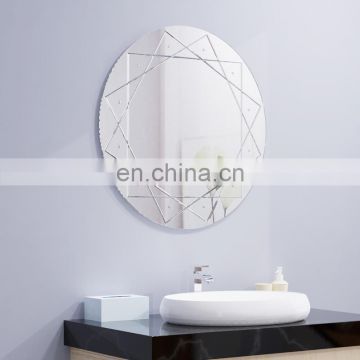 Tinted CNC engraved design acid etched glass silver mirror