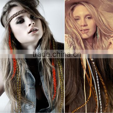 2016 Hot Sale Cheap Grizzly Thin Long Feather Clip For Hair Extension