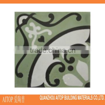 Green flower texture brick cement handmade printing vintage cement tiles full cement wholesale 2016 china cement flooring best
