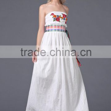cocktail pary wear long tube white hand embroidery designs for dress