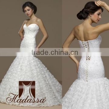 Italy Designe Mermaid Wedding Dress / Gown Beaded Embroidery Shiffon Emdroidery on Mesh