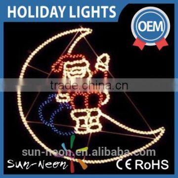 New Product Santa Clause On Moon Waving hand For Christmas Motif Light rope light