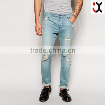 2015 stretch slim jeans ripped abrasions slimmer fit design ripped jeans men JXQ1056                        
                                                Quality Choice