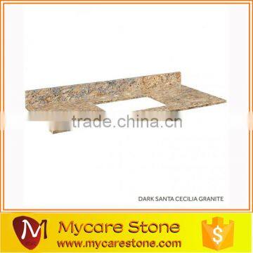 Giallo Ornamental gold granite bathroom vanity top flat edges