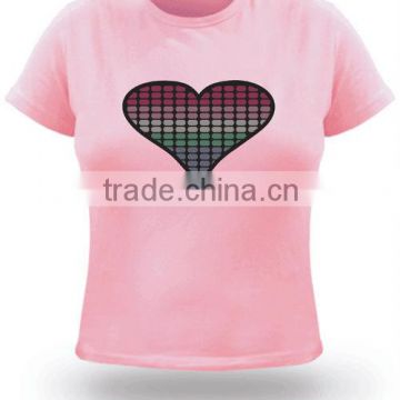 pink light up el t-shirt with heart design