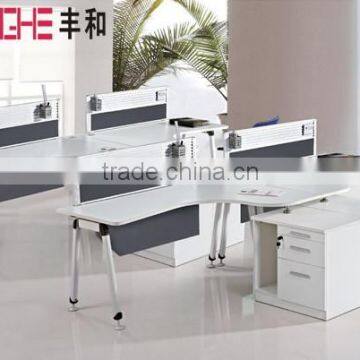 white simple design 4 people office desk, workstation tables, office desk with partition