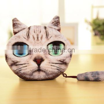 beau chien chat motif d'impression tirette porte-monnaie animale mini-portefeuille avec la queue (BXJW619)