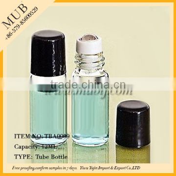 12ml clear glass roll on deodorant bottles with stainless steel roller ball and black screw cap