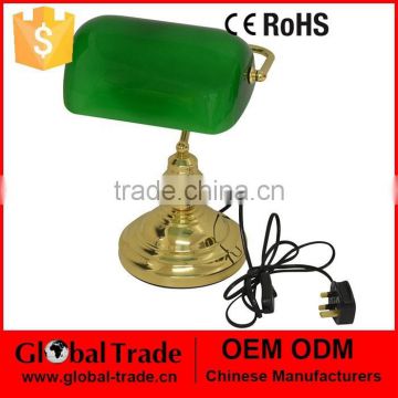RETRO CLASSIC BANKERS LAMP TABLE DESK LIGHT POLISHED BRASS GREEN SHADE TILT HEAD H0095