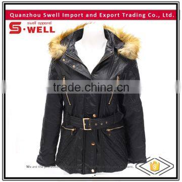 wholesale winter custom size pu leather woman jacket