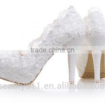 Latest new model design girls' wedding shoes flower platform shoes women pumps high heel WS006