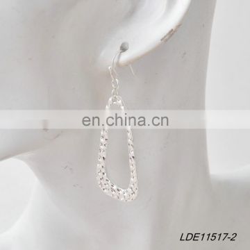 Newest Simple Drop Shape And Hemmered Face Casting Hook Gold And Silver Earrings