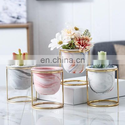 Plant Stand Nordic Wrought Iron Golden Small Planter Simple Creative Indoor Wedding Decor Ceramic Flower Plant Pot Stand