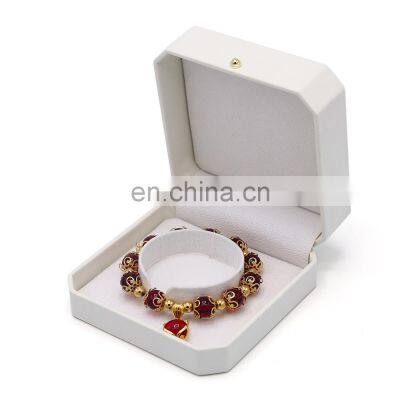 Custom Logo Octagonal Shape White Color  Pu Leather Bangle Box