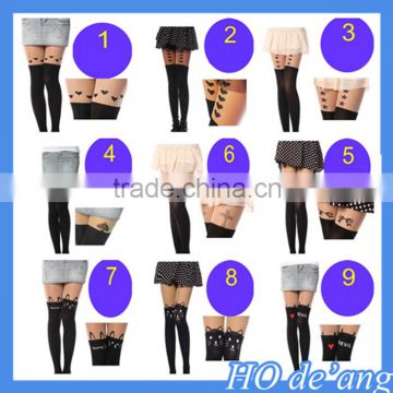 MHo-008 Hogift top selling Japanese Harajuku stitching stockings pantyhose slim female Tattoo stockings