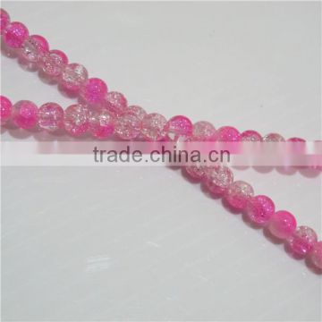 4mm round double color crackle glass bead RGB010