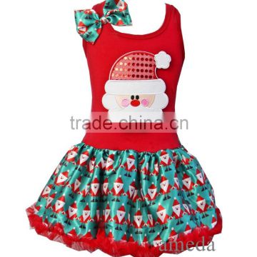 Baby Girls Xmas Bling Santa Santa Print Petti Pettiskirt Tutu Party Dress