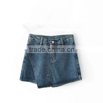OEM girls fashion women skinny irregular cutting hem denim jeans short mini skirts
