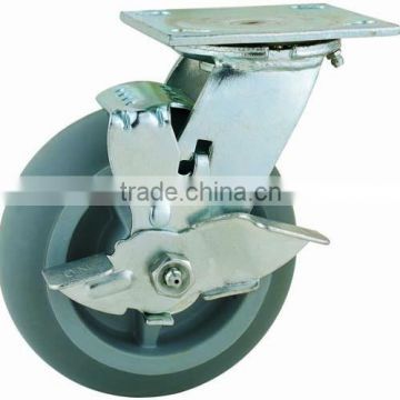 44 Series Double Ball Raceway Structure Top Plate Swivel Grey TPR Caster with Side Brake