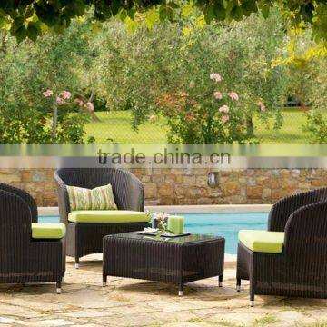 Small coffee table and 4 chairs synthetic rattan wicker dining set outdoor furniture