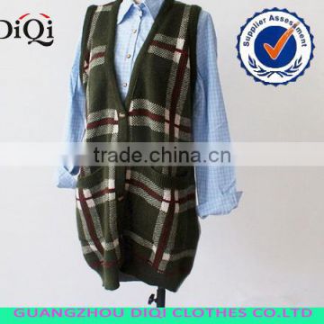 fashion ladies geometric pattern jacquard cardigan vest