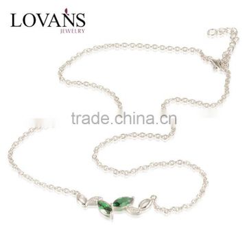Cheap Jewelry Manufacturer Gemstone Green Cz Stone Silver Necklace