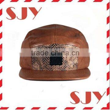 Custom Snake Skin Leather 5 Panel Biker Hat