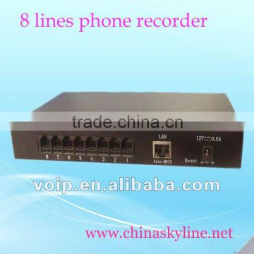 8 line voice logger/voice recorder,support web brower,FSK&DTMF