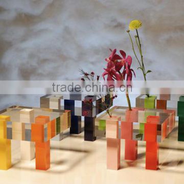 Acrylic square vase/colored acrylic vase
