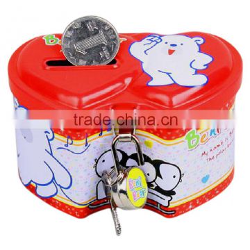 Tinplate double heart cartoon money box