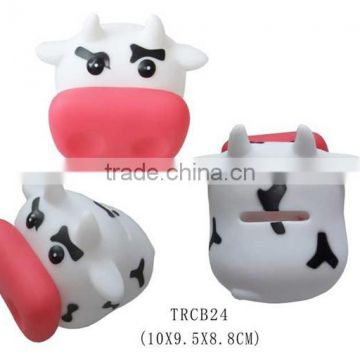 Cute cow design plastic coin collector/money jar