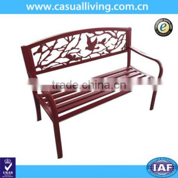Outdoor garden park beautiful red metal cast iron patio bench with backrest