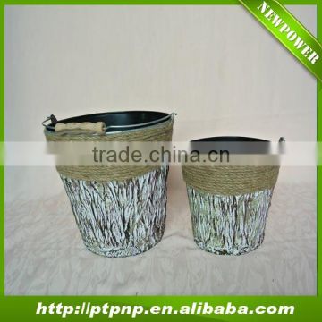Tree design iron home and garden flower pot with handle