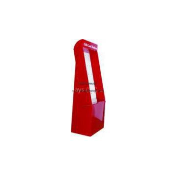 Red POS Corrugated Cardboard Floor Displays stands with hooks for hanging