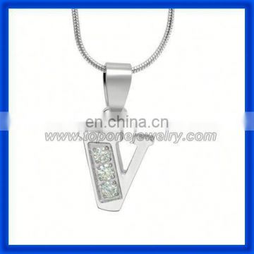 New and hot China supplier letter jewelry stainless steel fancy alphabet pendant V