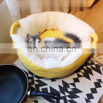 Winter Warming Pet Bed Washable Round Cat bed with Soft Fleece Indoor Plush dog bed