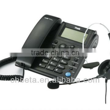 call center headset telephone with earphone head port