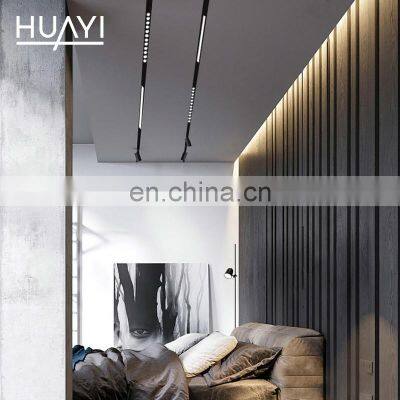 HUAYI New Design Grille Lamp Indoor Restaurant Simple Black Metal Aluminum LED Magnetic Track Light